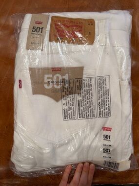 Levi's White 501 Original Straight Jeans - Packaged
